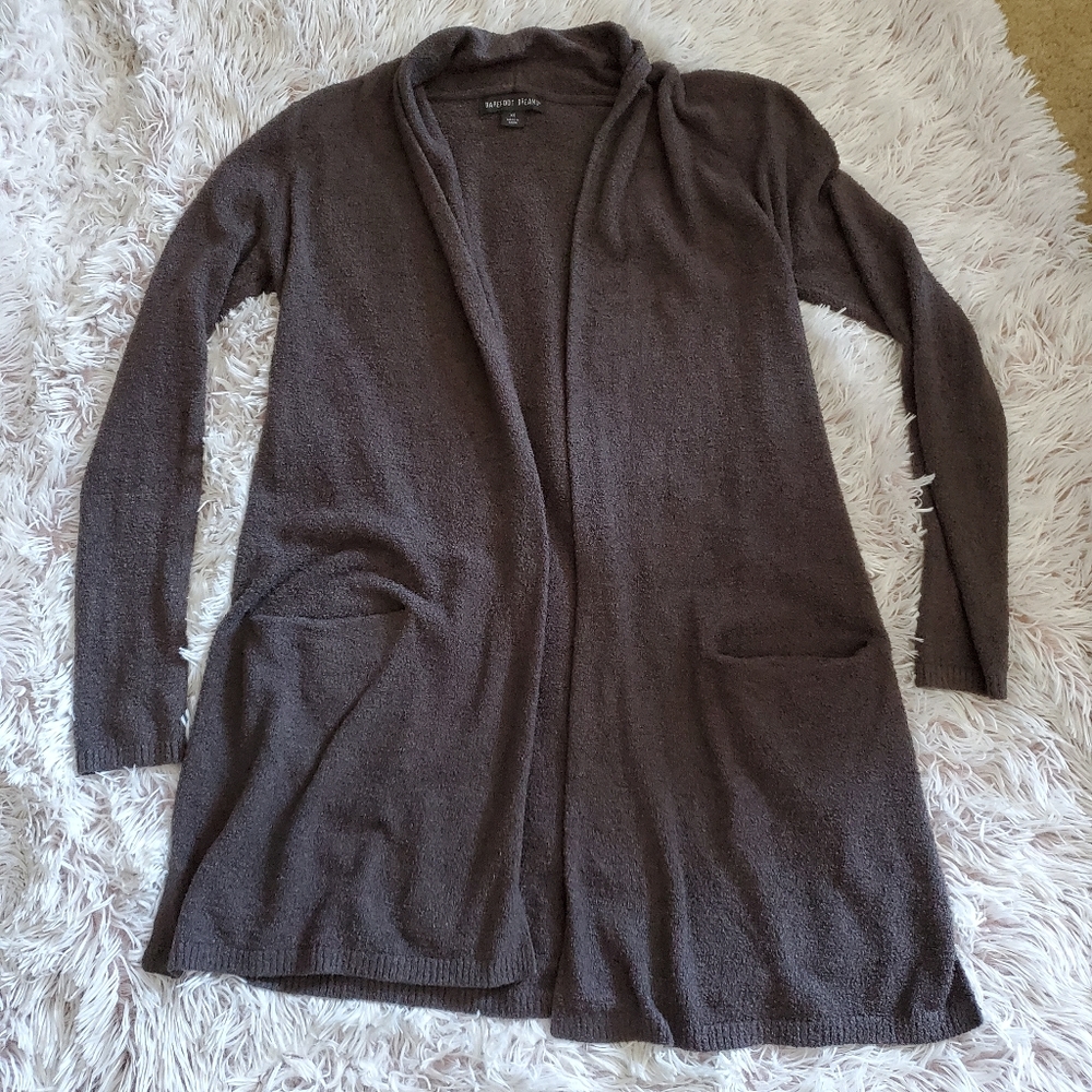 Barefoot Dreams bamboo chic lite ultra-soft cardigan brown wrap sweater - Picture 4 of 6